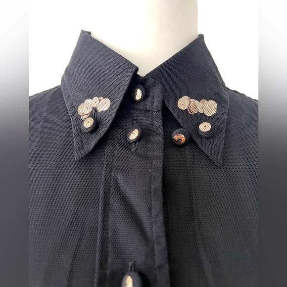 VINTAGE 90’s Moschino Cheap and Chic Free Floating Sequins under Mesh blouse - Picture 3 of 7